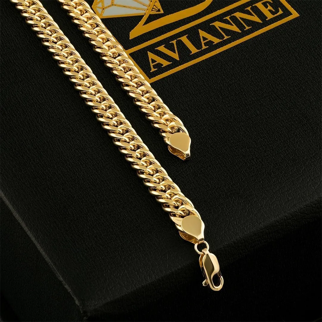10k Yellow Gold Hollow Double Link Cuban Chain 7 mm