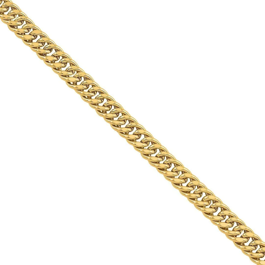 10k Yellow Gold Hollow Double Link Cuban Chain 7 mm