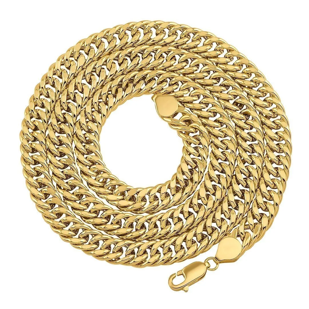 10k Yellow Gold Hollow Double Link Cuban Chain 7 mm