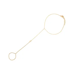 14K Diamond Solitaire Hand Chain