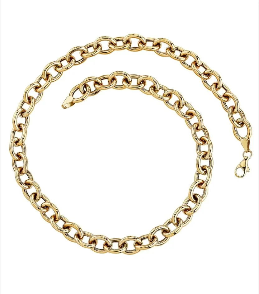 14K GOLD HOLLOW LINK ROLO CHAIN (3.8MM)