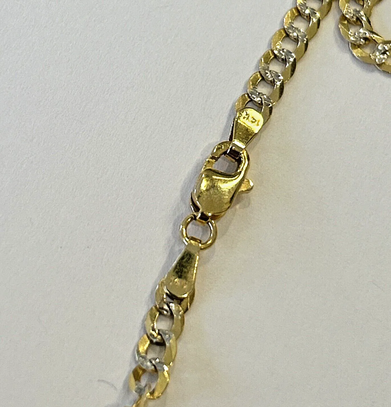 14k Gold w White Curb Link Chain 20" Inch 7.3 grams 3.6mm