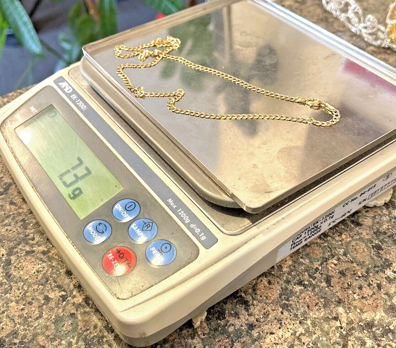 14k Gold w White Curb Link Chain 20" Inch 7.3 grams 3.6mm