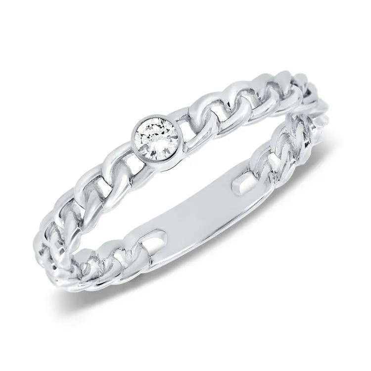 14K Rose Gold Diamond Chain Link Ring