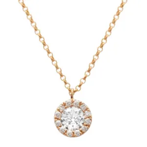 14k Rose Gold Diamond Circle Pendant With Chain