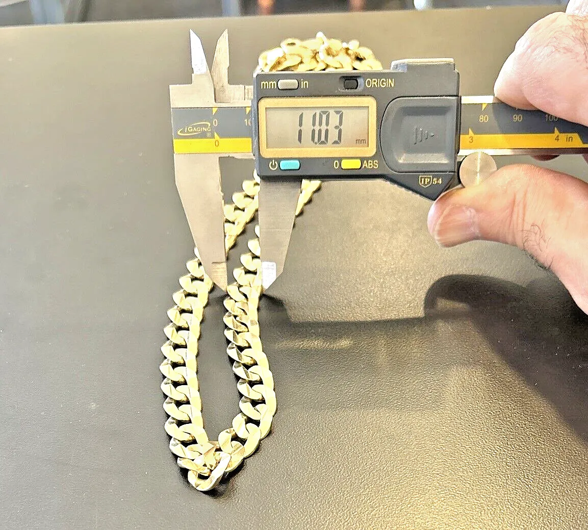 14k Solid Curb Link Chain 24" Inch, 100.1 grams, 11mm