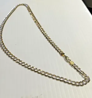 14k Solid Curb Link Chain w White 22" Inch, 26.7 grams, 7mm