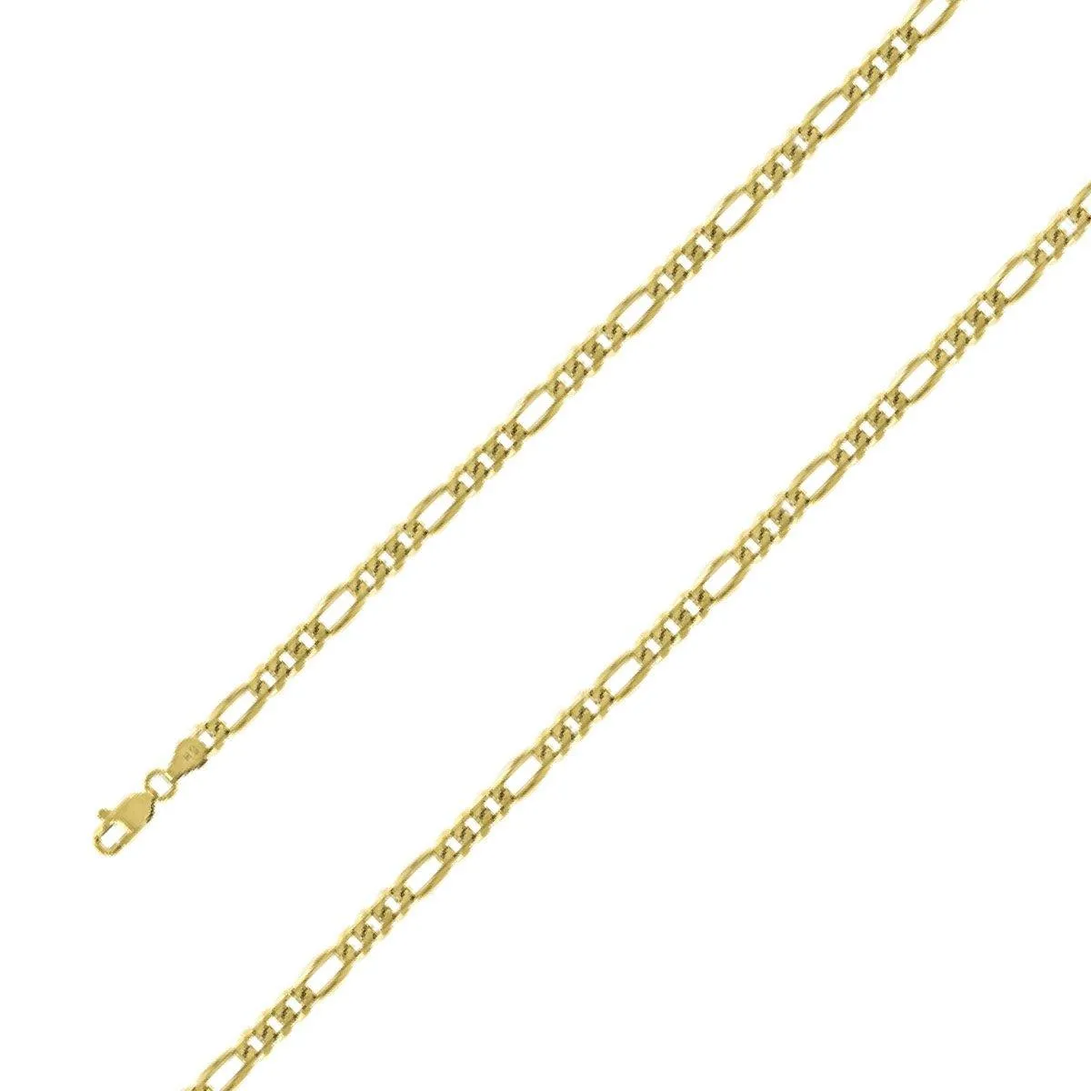 14k Yellow Gold Plated 5mm Silver Figaro Chain Size- 9"
