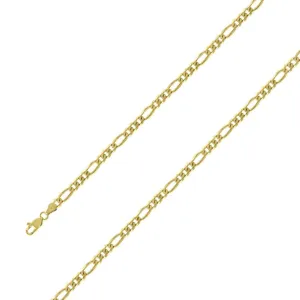 14k Yellow Gold Plated 5mm Silver Figaro Chain Size- 9"