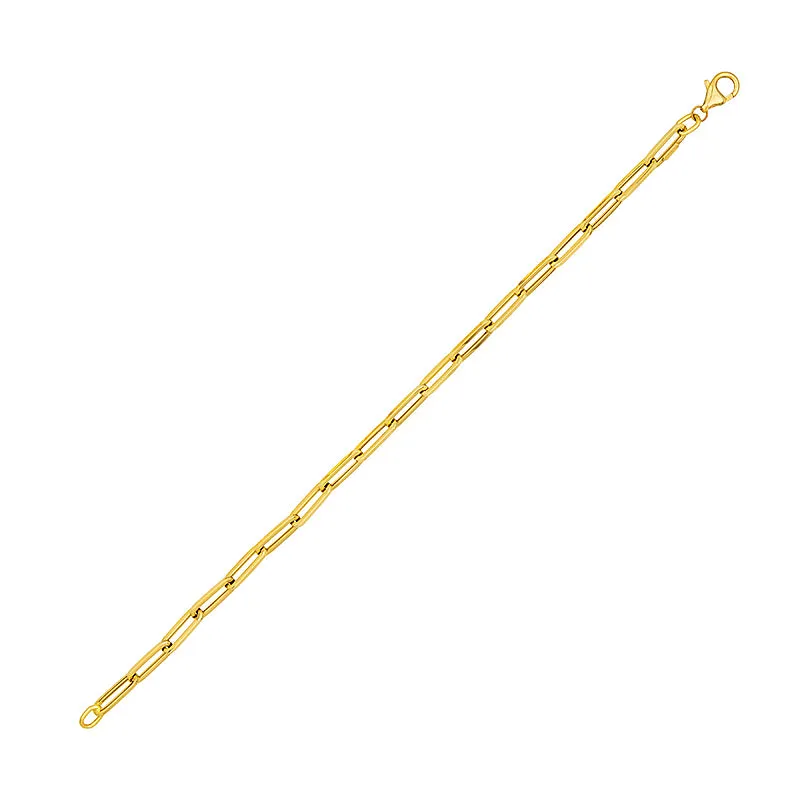 14KY Flat Link Paper Clip Bracelet