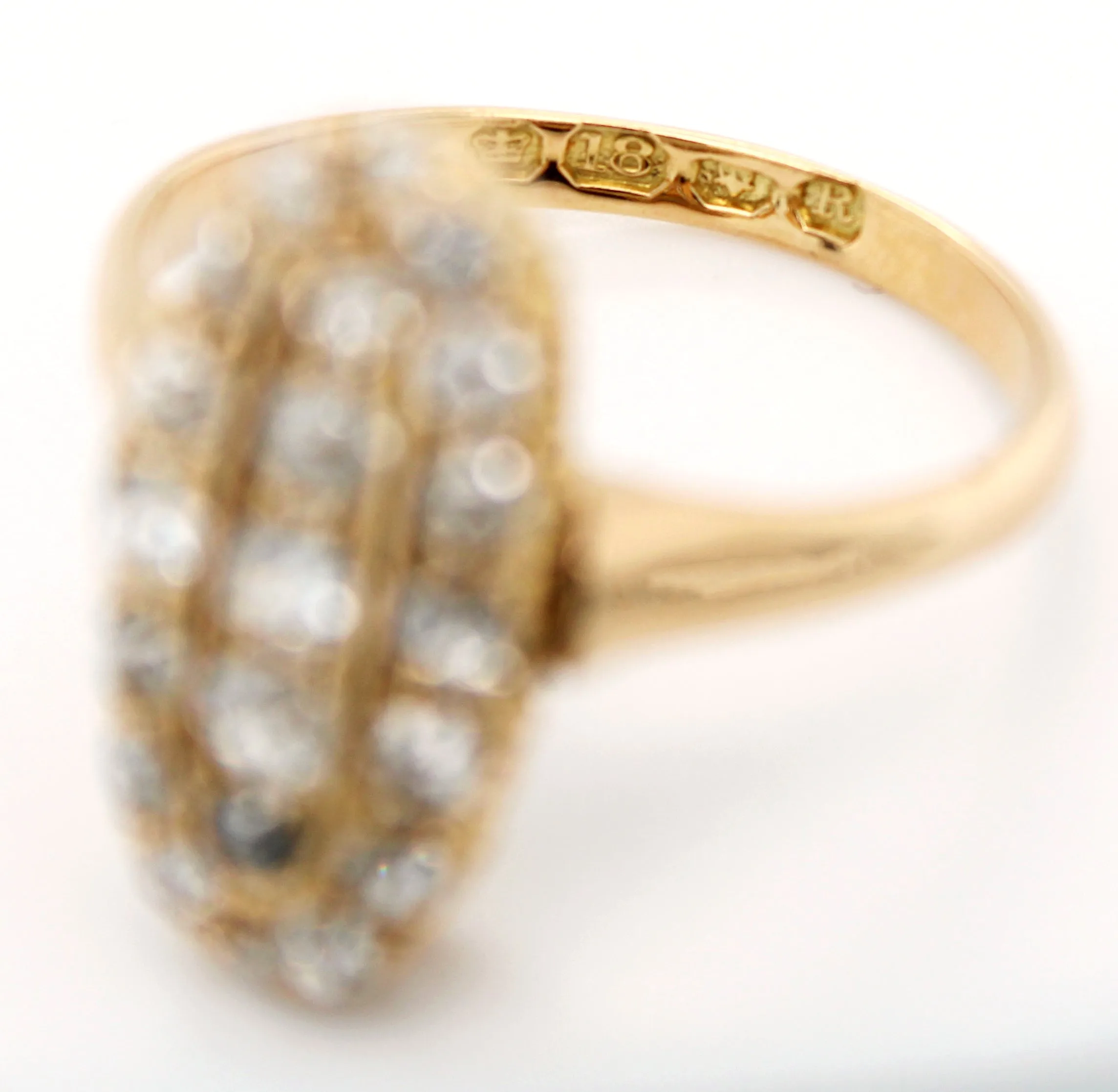 1860s Victorian 1.00ctw Diamond Cluster Cocktail Ring in Assay 14k Yellow Gold