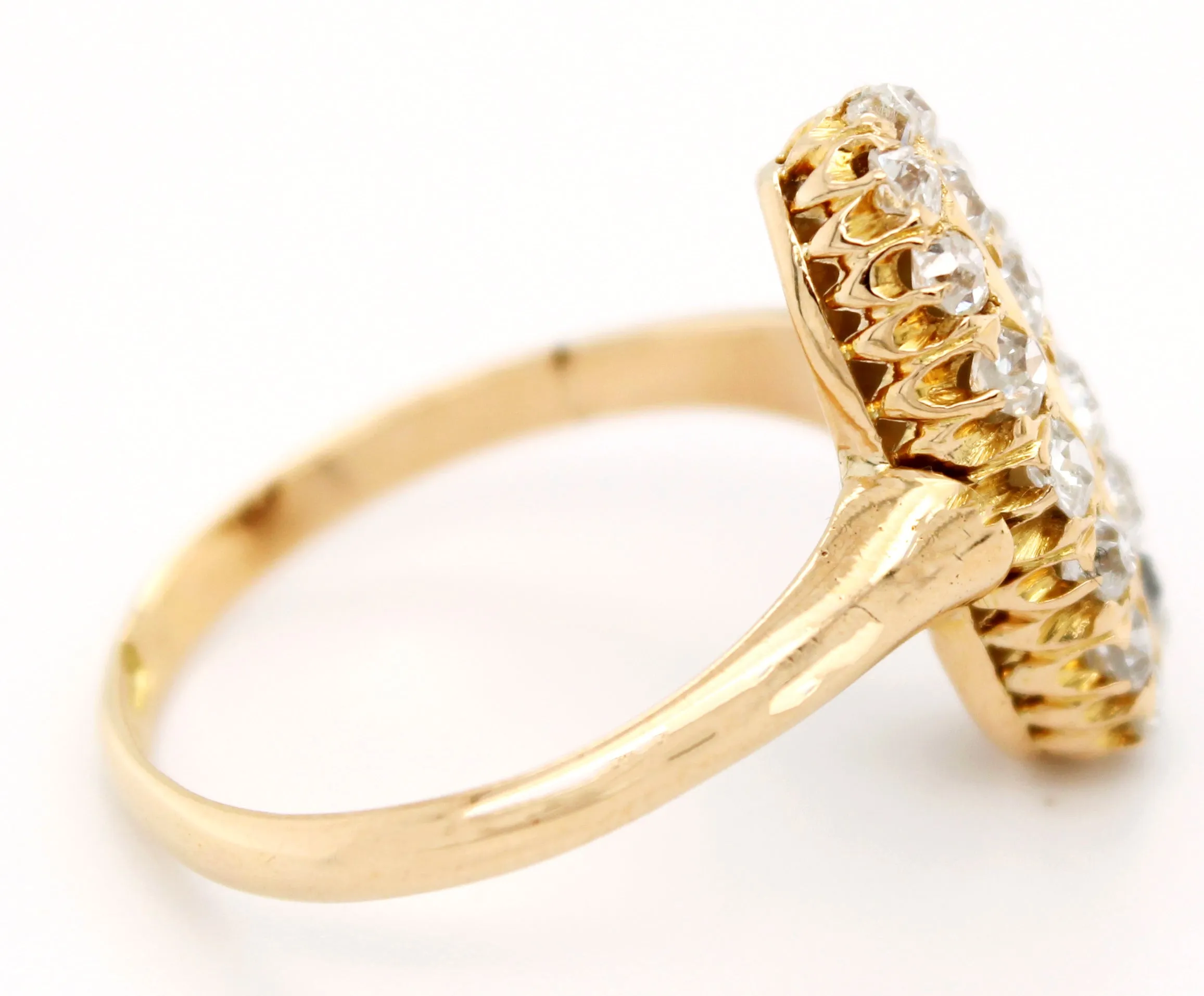 1860s Victorian 1.00ctw Diamond Cluster Cocktail Ring in Assay 14k Yellow Gold
