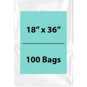 18X36 inches Clear Flat Poly Bags 1.5Mil Open Top (LDPE)