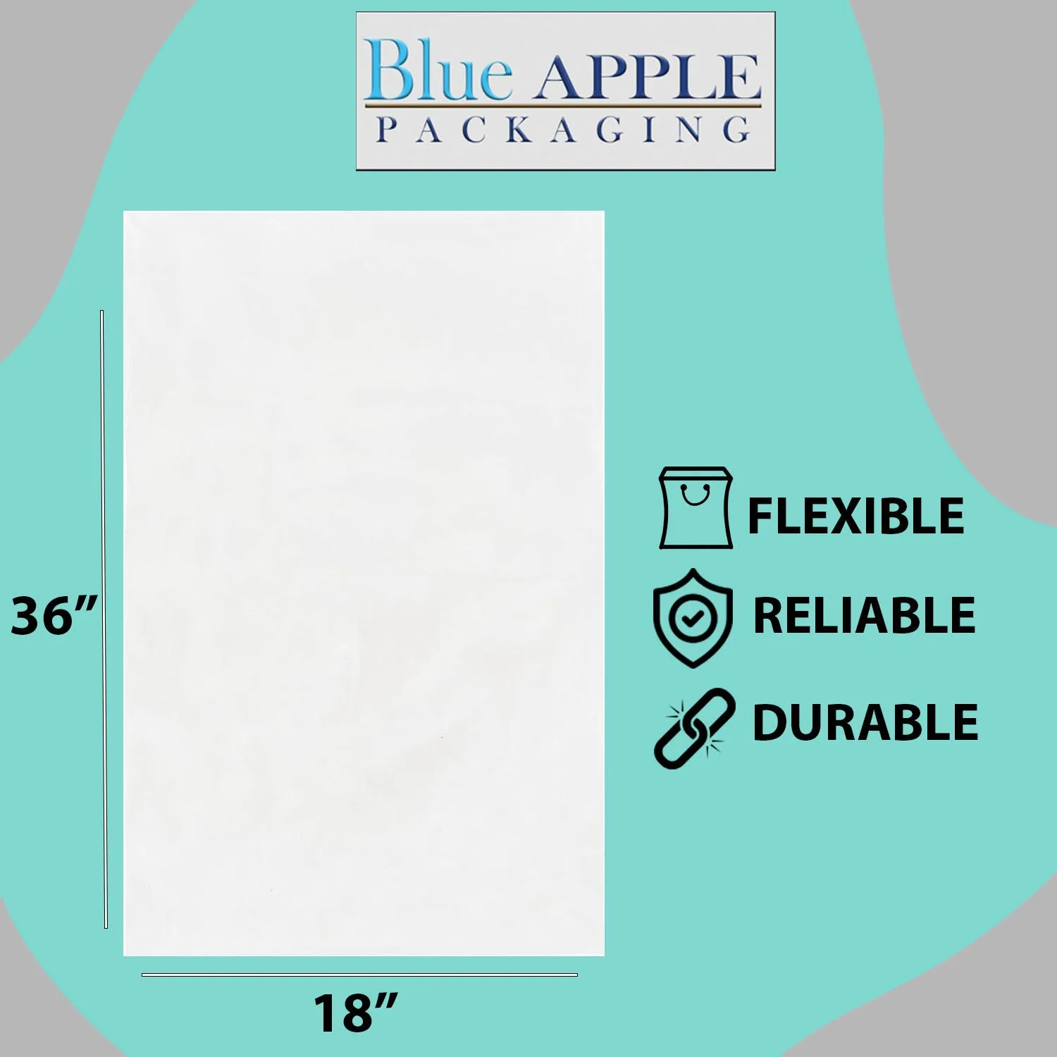 18X36 inches Clear Flat Poly Bags 1.5Mil Open Top (LDPE)