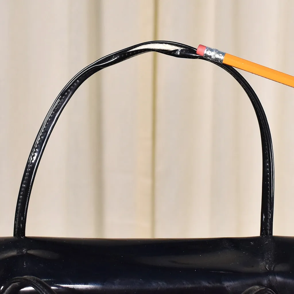 1960s Vintage Black Patent Handbag