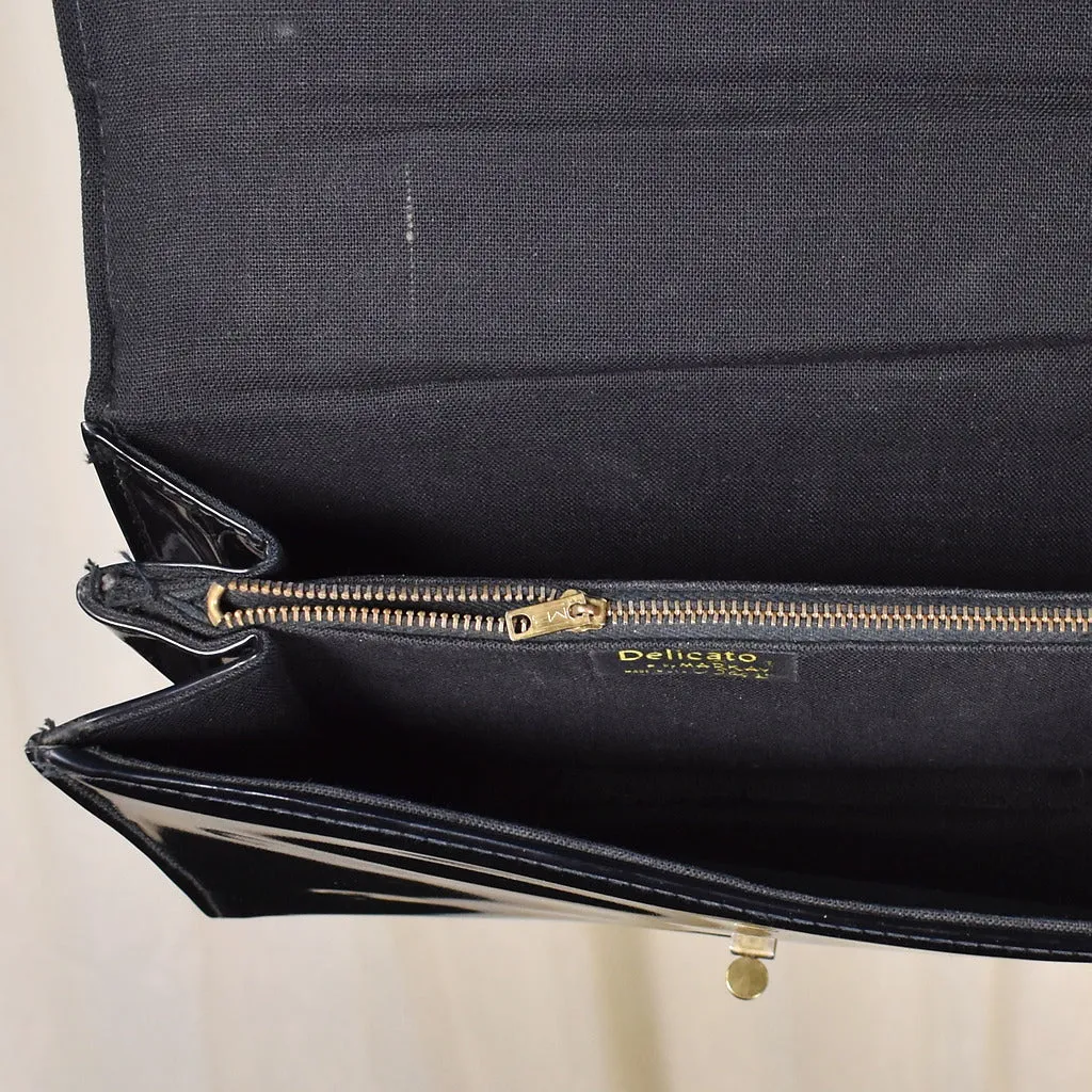 1960s Vintage Black Patent Handbag