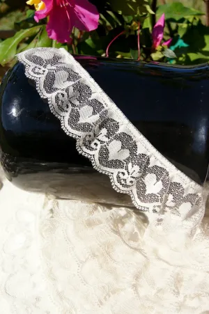 1⅜" LOVE VALENTINE'S HEART VINTAGE NATURAL RUFFLED LACE TRIM EDGING