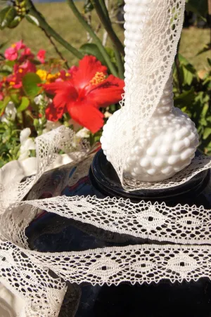 1¼" NATURAL CLUNY PICOT VINTAGE LACE TRIM