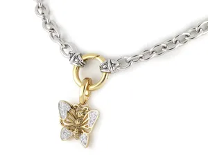 20th Anniversary Collection - Two-Tone Butterfly Spring Ring Necklace