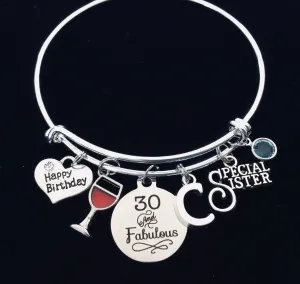 30 and Fabulous Special Sister 30th Birthday Gift Adjustable Bracelet Expandable Charm Bracelet One Size Fits All