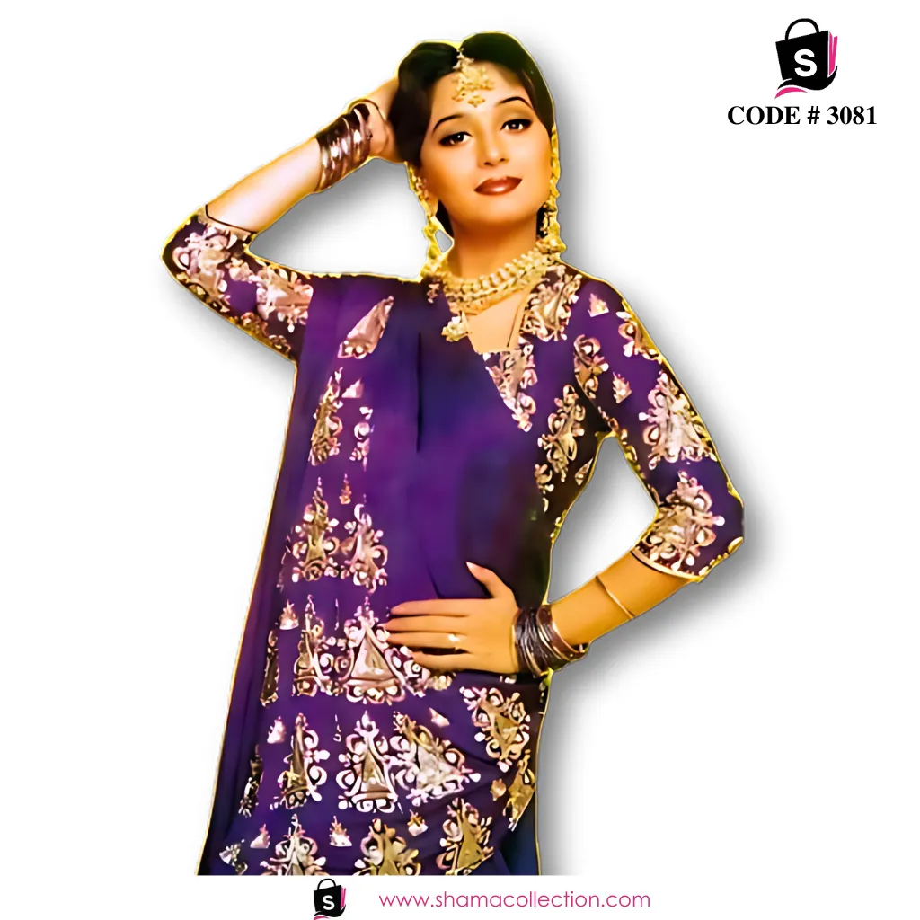 3081 Madhuri Dixit's Hum Aapke Hai Kaun purple saree outfit set