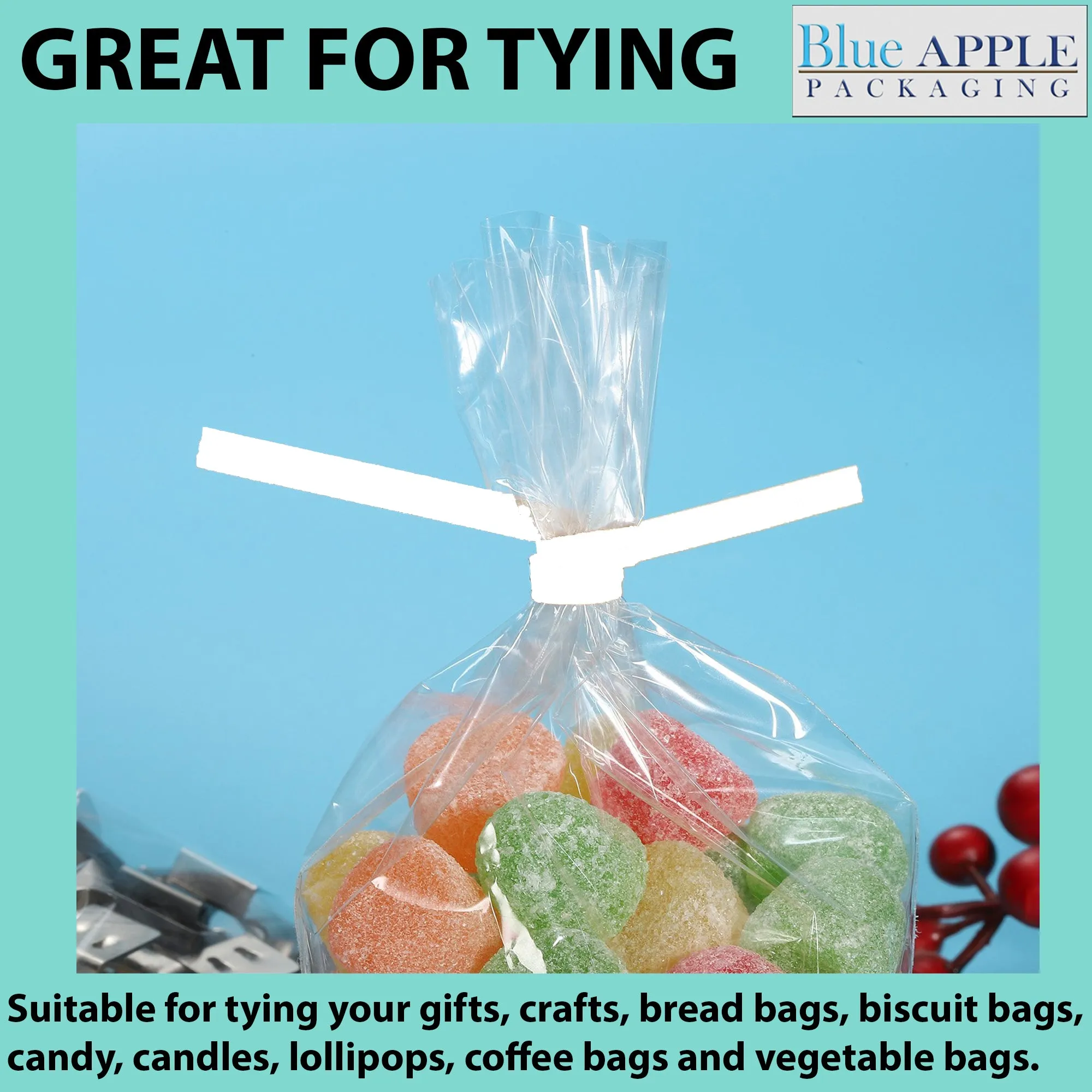 5 Inch Pre-cut Red Plastic Twist Ties for Bags