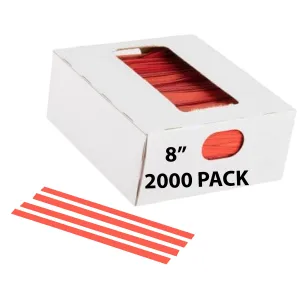 8 Inch Pre-cut Red Paper Twist Ties for Bags