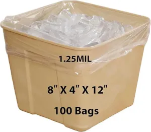 8X4X12 inches Gusset Bag/Ice Bucket Liner 1.25 mil