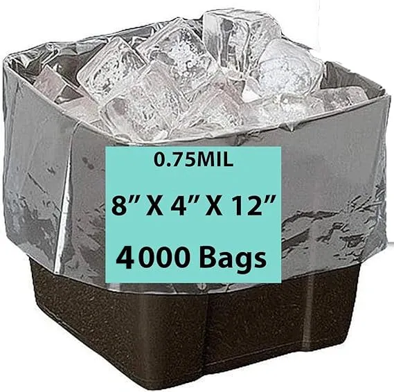 8X4X12 inches Gusset Bags/Ice Bucket Liner 0.75 mil TUF-R® Std Linear