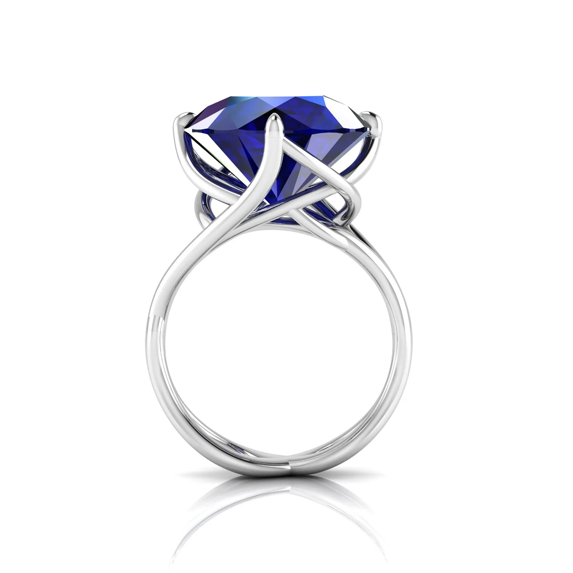 9.20 Carat Tanzanite Round Cut in 18 Karat White Gold Cocktail Ring
