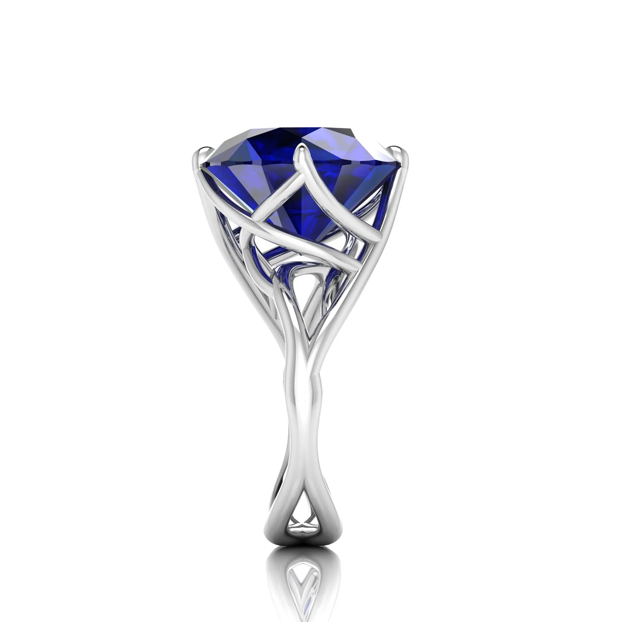 9.20 Carat Tanzanite Round Cut in 18 Karat White Gold Cocktail Ring