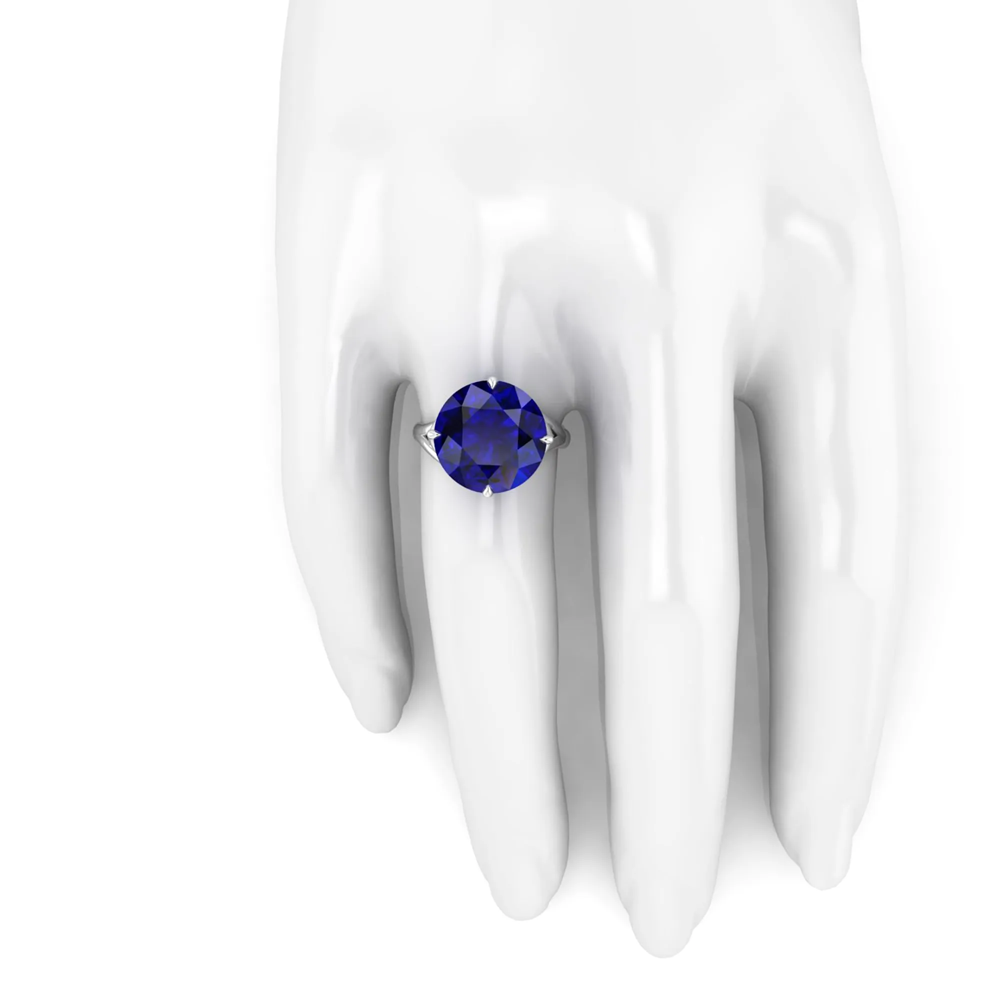 9.20 Carat Tanzanite Round Cut in 18 Karat White Gold Cocktail Ring