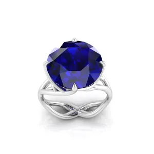 9.20 Carat Tanzanite Round Cut in 18 Karat White Gold Cocktail Ring