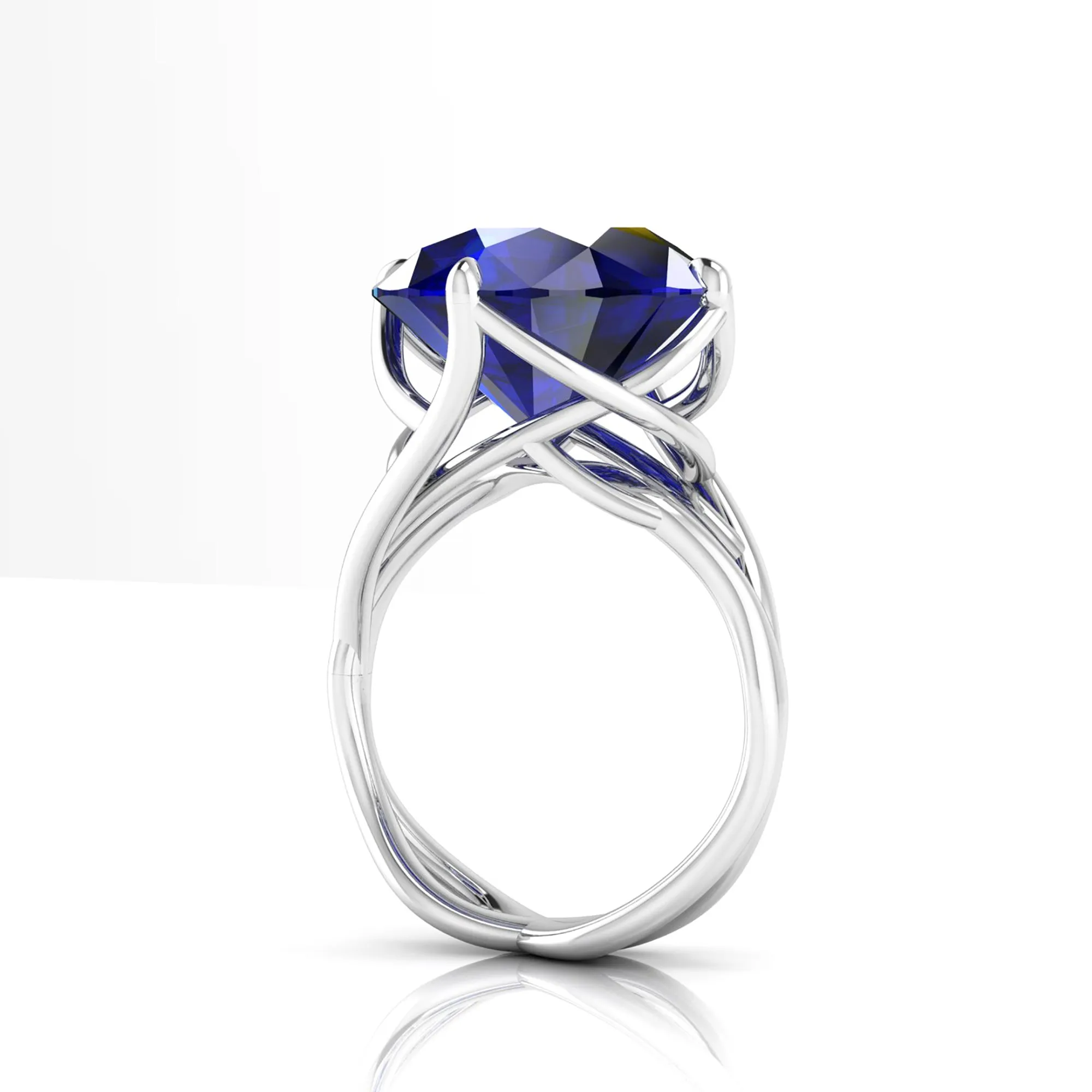 9.20 Carat Tanzanite Round Cut in 18 Karat White Gold Cocktail Ring