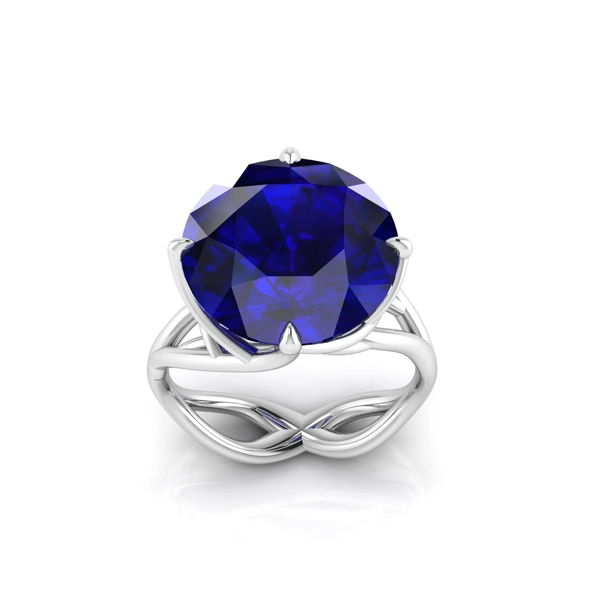 9.20 Carat Tanzanite Round Cut in 18 Karat White Gold Cocktail Ring