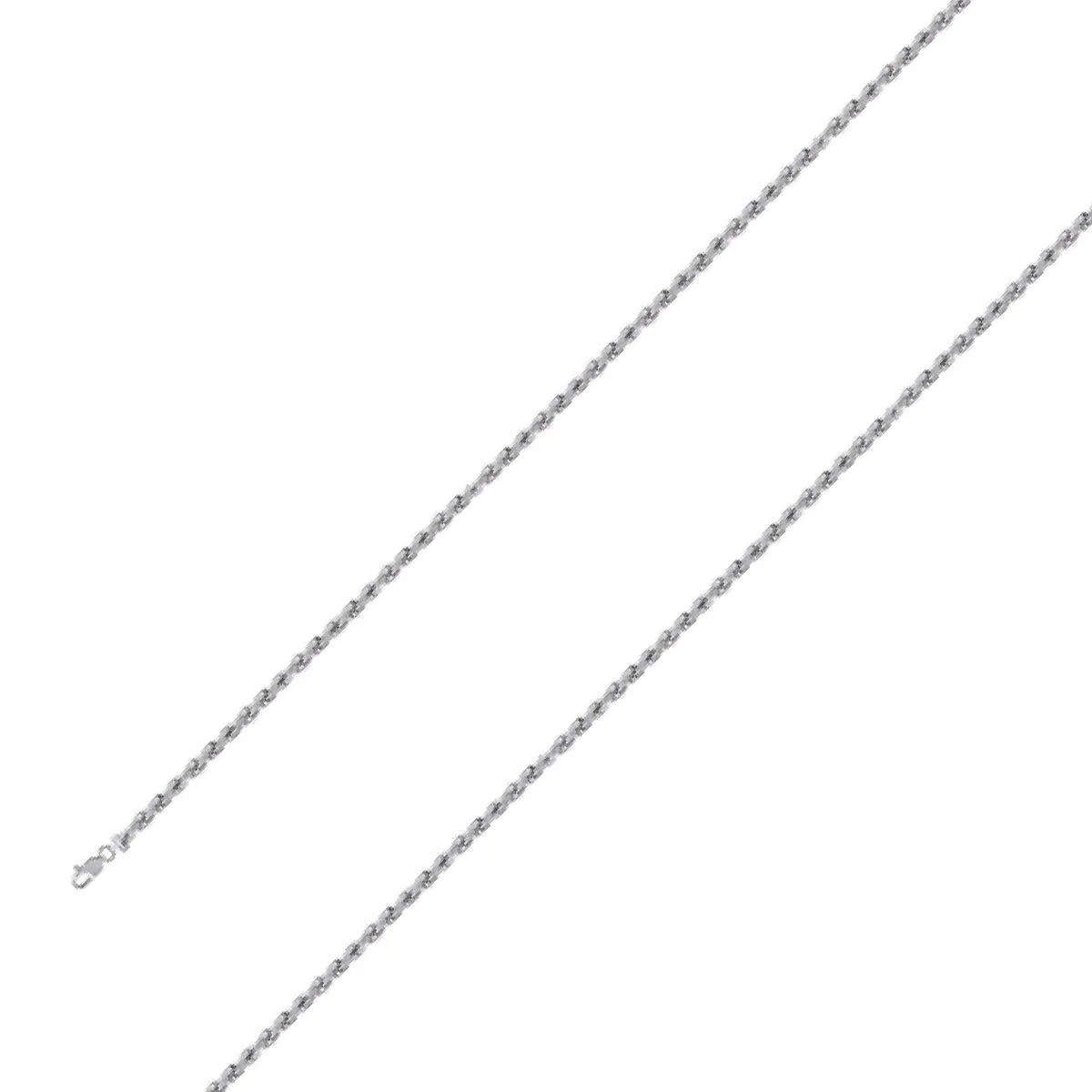925 Sterling 2.5mm Silver Rhodium Plated Rope Chain Size- 7"
