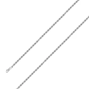 925 Sterling 3.5mm Silver Rhodium Plated Rope Chain Size- 9"