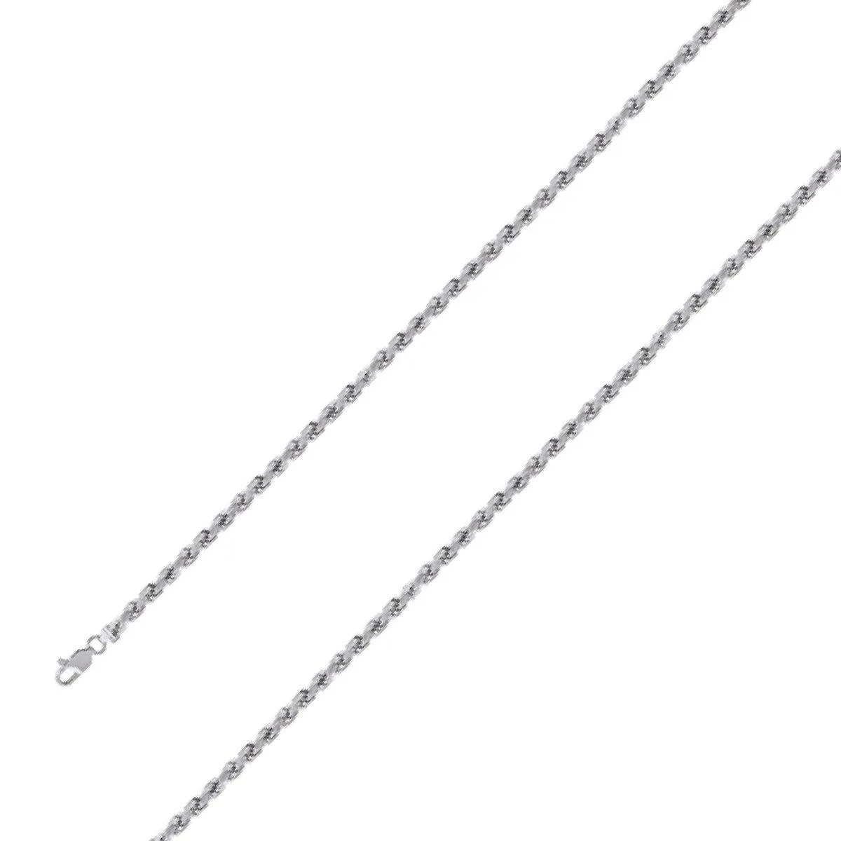 925 Sterling 3.5mm Silver Rhodium Plated Rope Chain Size- 9"