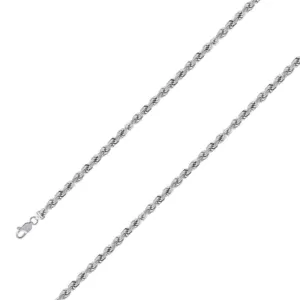 925 Sterling 4.5mm Silver Rhodium Plated Rope Chain Size- 9"