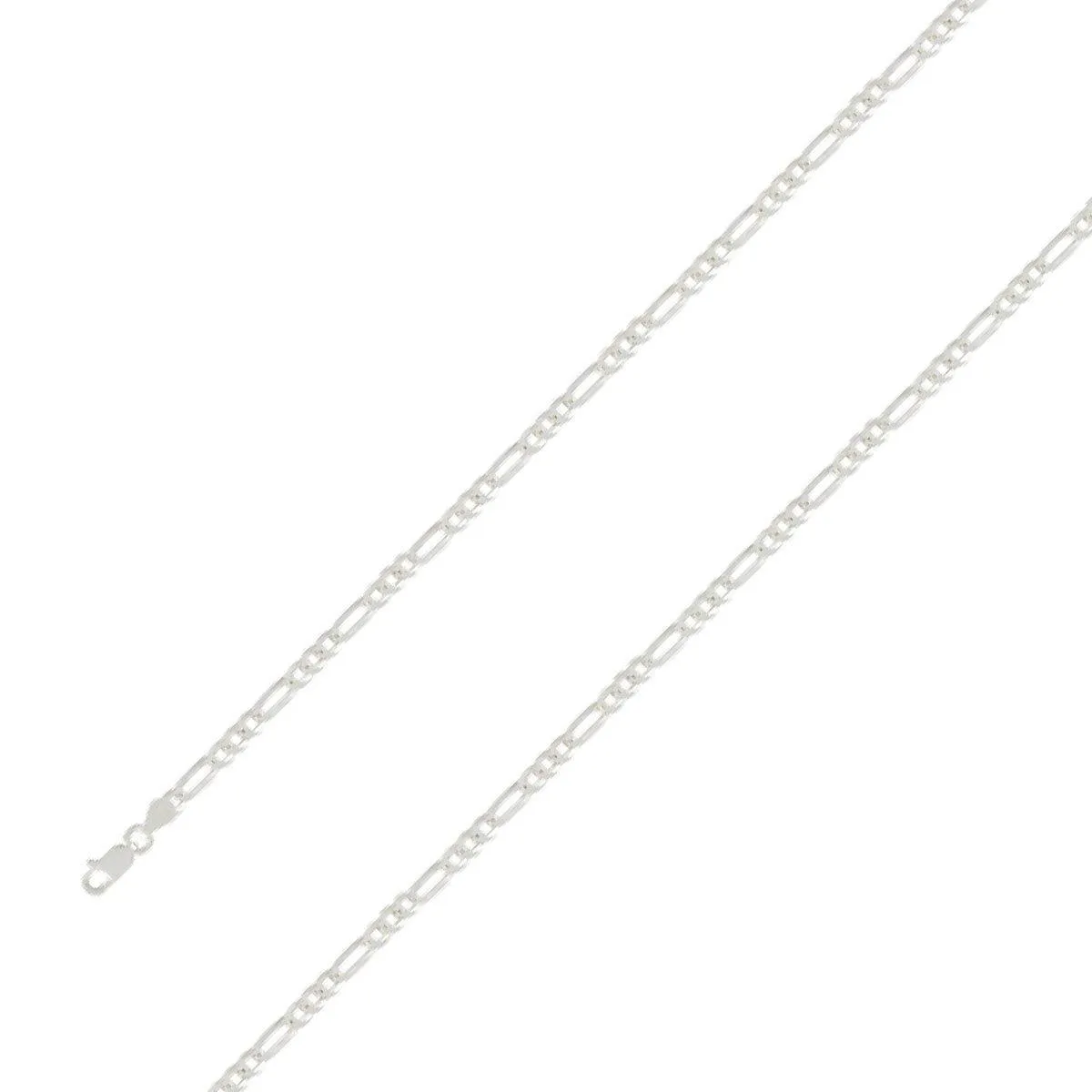925 Sterling 4mm Silver Diamond Cut E-Coated Figaro Chain Size- 9"