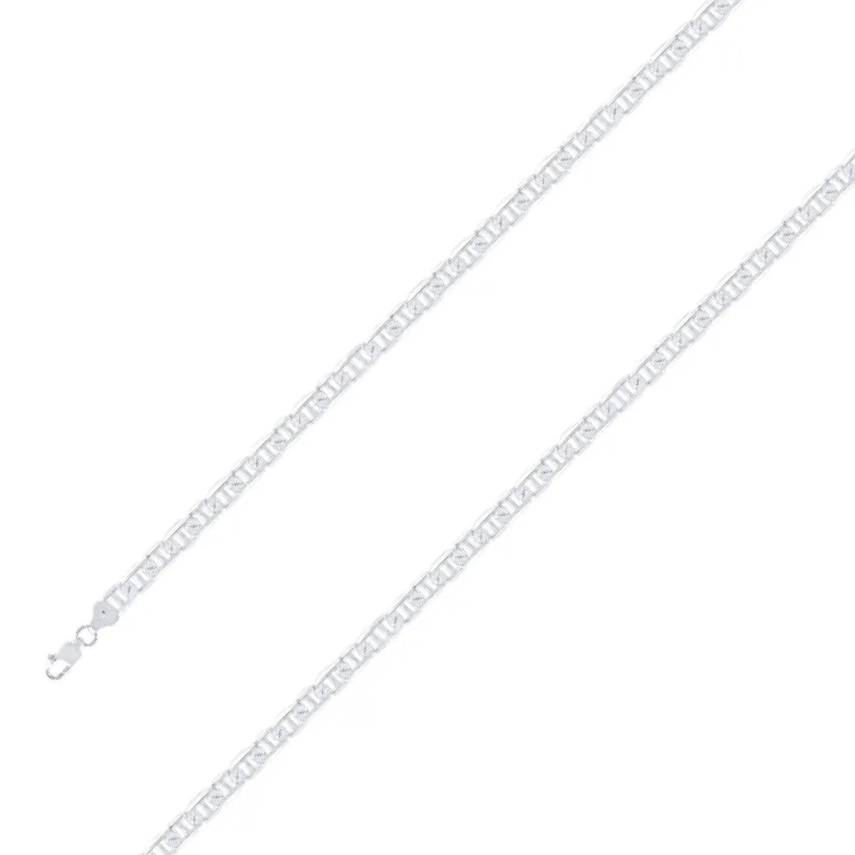 925 Sterling 5mm Silver Diamond Cut Mariner Chain Size- 8"