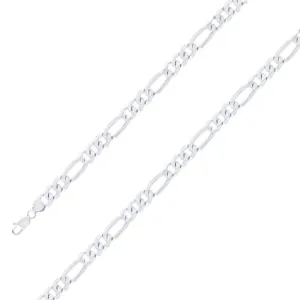 925 Sterling 9.5mm Silver Classic Figaro Chain Size- 8"