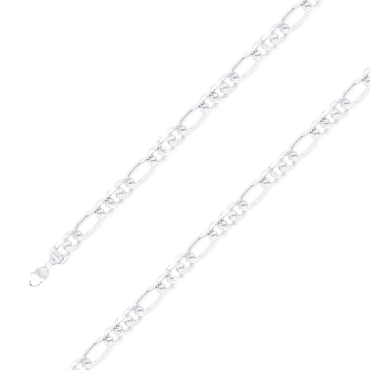 925 Sterling 9.5mm Silver Diamond Cut Classic Figaro Chain Size- 8"