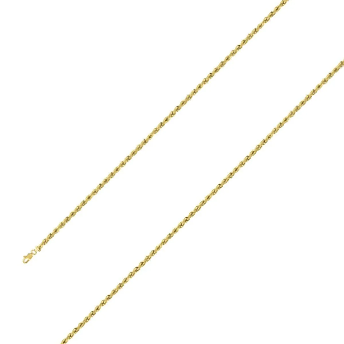 925 Sterling Silver 2.5mm Yellow Gold Plated Rope Chain Size- 9"