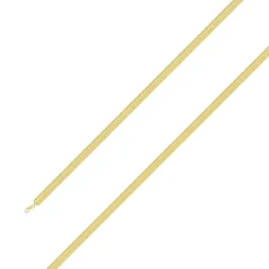 925 Sterling Silver 4mm Gold Plated Herring Bone Chain Size- 7"