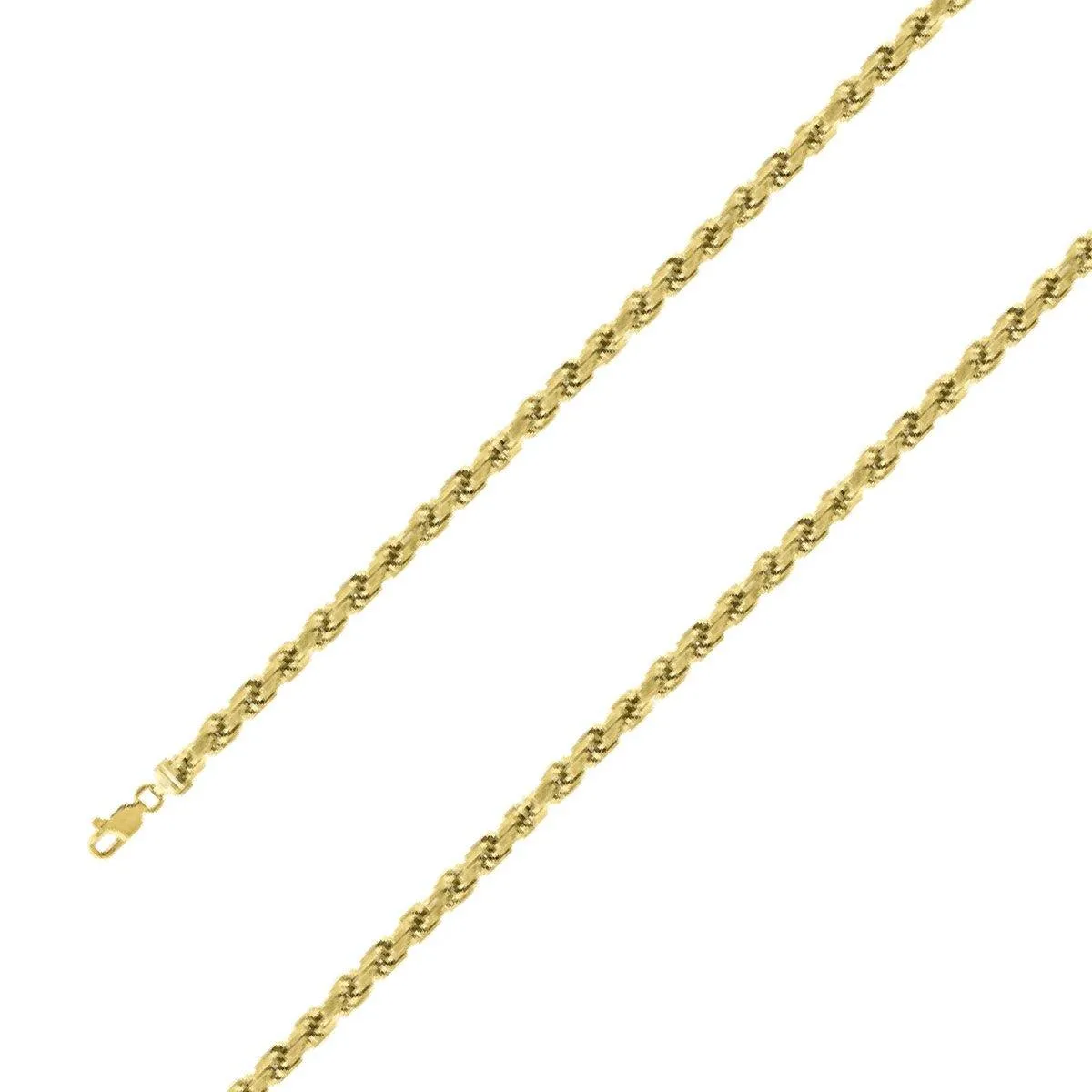 925 Sterling Silver 5mm Yellow Gold Plated Rope Chain Size- 7"