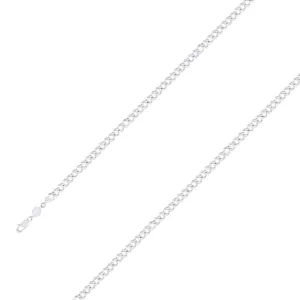 925 Sterling Silver Finish 4mm Diamond Cut Classic Cuban Chain Size- 7"