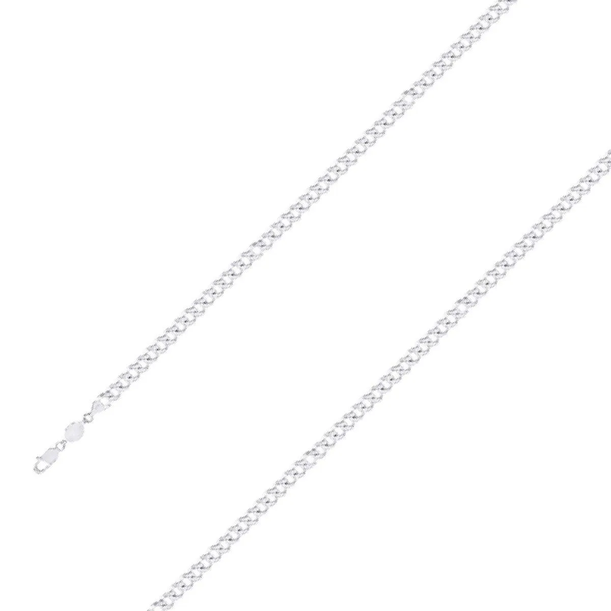 925 Sterling Silver Finish 4mm Diamond Cut Classic Cuban Chain Size- 7"