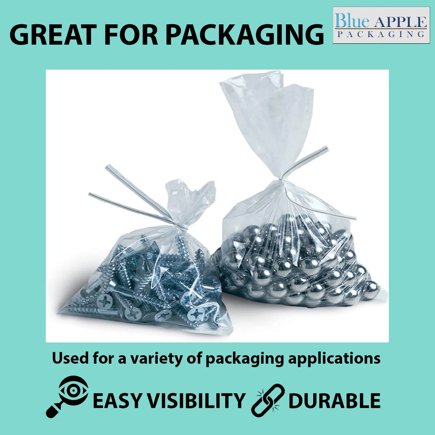 9X12 inches Clear Flat Poly Bags 4Mil Open Top (LDPE)
