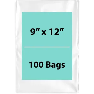 9X12 inches Clear Flat Poly Bags 4Mil Open Top (LDPE)